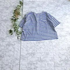 chacoclosetボーダー 半袖カットソー ブルー×ホワイト　【a0232】のサムネイル