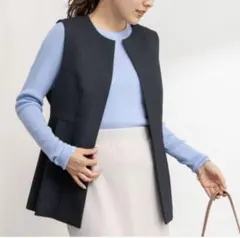 ネイビー ウール混紡 ベスト サイズ36