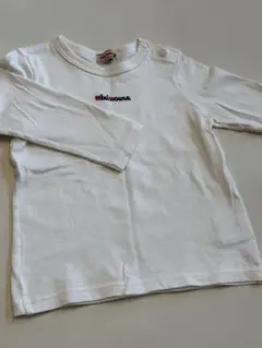 ミキハウス　ロゴ　ロンT 白　90