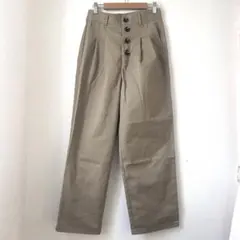 【美品】GU チノパン ワイドパンツ ボタンフライ　ベージュ　M