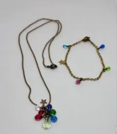 カラフルビーズ ネックレスとブレスレットセット