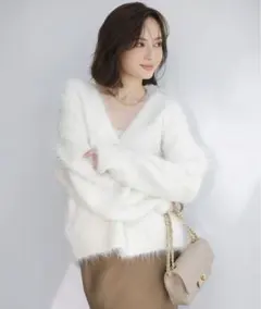 anuans スーリーアルパカニットカーディガン アイボリー 新品