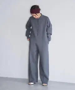 値下げ中！グレー ボタン付き サロペット　Sサイズ