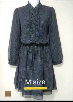 新品！ ベルメゾン　授乳服　マタニティ　シフォン　ワンピース　ドット　ネイビー