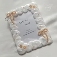 No.126 ホイップデコ　ビーズ　リボン　オレンジ　トレカケース　オーダー可