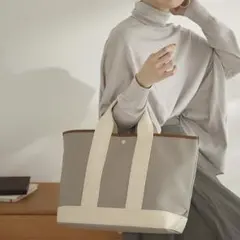 【美品】TOPKAPI スコッチグレイン　ネオレザー　トートバッグ　A4 グレー