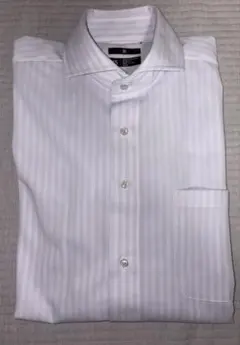 【美品】スーツセレクト 4S ワイシャツ ブルー×白ストライプ 室内試着のみ