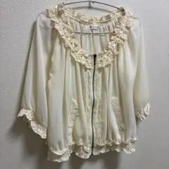 axes femme レース使いシフォンブルゾンのサムネイル