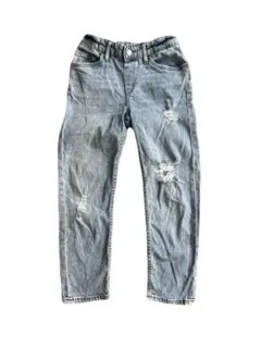 ライトブルー ダメージ加工 スリムフィットジーンズH&M 130 デニム