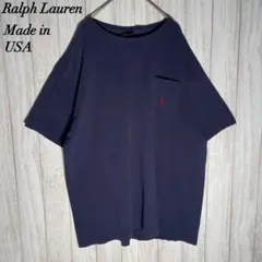 【希少USA製】ラルフローレン　90s 刺繍ロゴ XL相当 ポケット Tシャツ