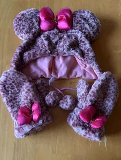 ディズニー ミニー耳帽子・ミトンセット