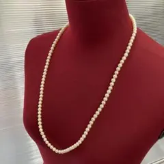 天然パール イエロー系 ロングネックレス 留め具フック式 シルバー約69cm