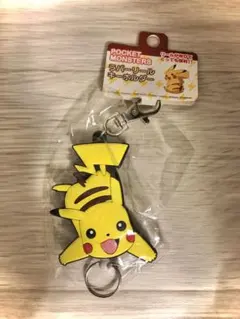 新品ポケットモンスター。ピカチュウ☆ラバーリールキーホルダー。