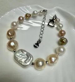 P6801 ブレスレット　本真珠　淡水真珠　無加工　天然　本物真珠パール