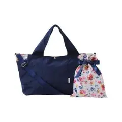 フランフラントラベルトートバッグ/旅行バッグ/紺ネイビー花柄