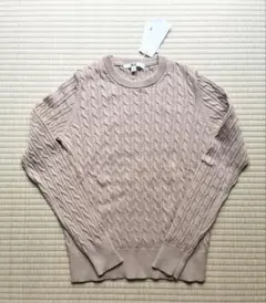 ユニクロ　レディース　コットンカシミヤ　長袖ケーブルニット　ベージュ　S