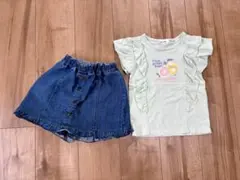 フリル付きTシャツ　デニムスカパンセットのサムネイル