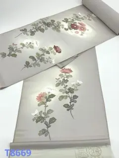 付け下げ 手描 金彩 扇面に四季の花 浜ちりめん 水色 正絹 反物 付け下げ 手描 金彩 扇面に四季の花 浜ちりめん 水色 正絹 反物