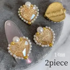 ネイルパーツ　ハートジュエリー　パール　シャンパンゴールド