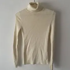 UNIQLO メリノリブタートルネックセーター オフホワイト S