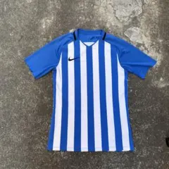 y2k 90s NIKE ストライプTシャツ サッカーシャツ スウォッシュ青/白