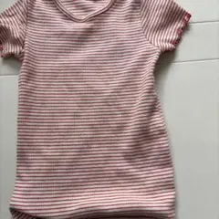 Pippi + Lotta 赤と白ストライプ Tシャツ M