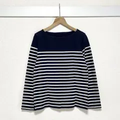 無印良品 ボーダーカットソー M ネイビー 長袖 定番 ベーシック 薄手