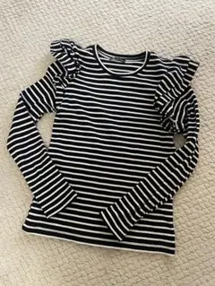 ZARA フリル付きストライプ長袖Tシャツ M