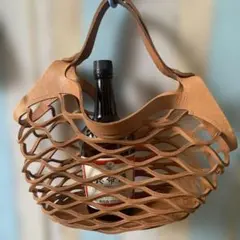 本革　メッシュ かごバッグ