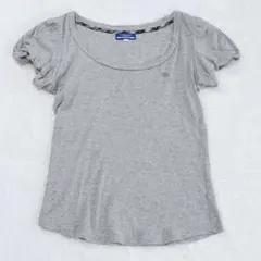 t0131／バーバリーブルーレーベル［38］Tシャツ／ノバチェック　刺繍ロゴ　綿