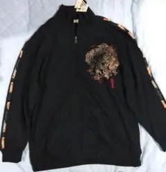 龍　刺繍 黒 3L パーカー