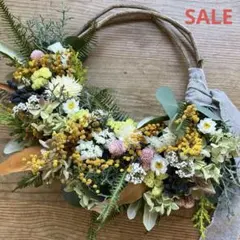 ミモザとパステルカラーのハーフリース　ミランドールミモザ　スターチス　春　紫陽花