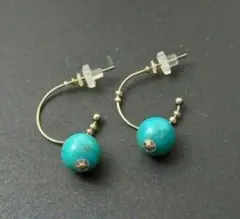 天然石　ターコイズ　ピアス　フックピアス