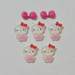 3.ネイルパーツ　デコパーツ　ハローキティ　ピンク　リボン　7P