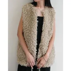 フリースノースリーブベスト ベージュ