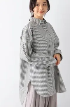 GLOBAL WORK 新品未使用 365日シャツ グレーストライプ 即日配送