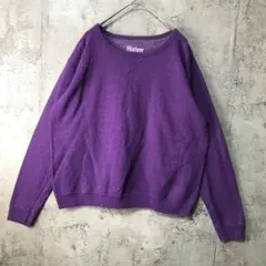B1679古着　トレーナー　スウェット　紫　無地　90s Y2K