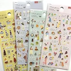 ダイソー　セリア　キャンドゥ　シール　タイニーコラージュ　タンファボリ　4点