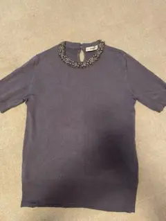 '【専用】ZARA ビジュー付きネック 半袖ニット