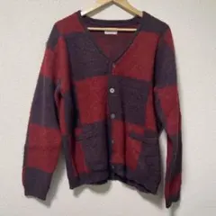 backers レッド/バーガンディ カーディガン チェック柄 M