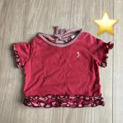 赤いフリル付き Ｔシャツ　70サイズ