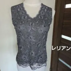 Leilian レリアン　タンクトップ　 ノースリーブ　スパンコール　ビーズのサムネイル