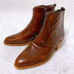 テキサスヴィレッジ　ウエスタンブーツ　ブラウン　24.0cm　サイドジップ　茶色