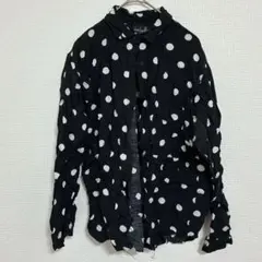 david matthew 水玉模様 長袖シャツ サイズ6 ブラック　黒ドット