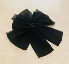 黒いチュールリボンヘアアクセサリー(訳あり)