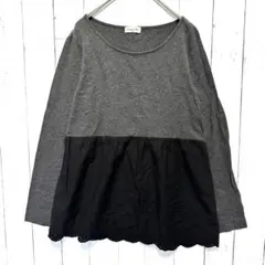 Samansa Mos2 サマンサモスモス 切替カットソー レース裾 F