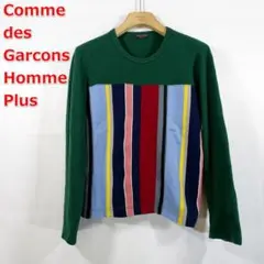 【良品】コムデギャルソンオムプリュス　ストライプ切替ニット　Plus　フリー