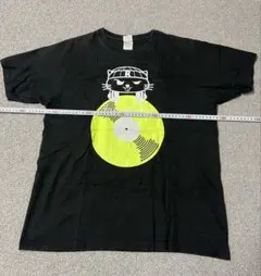 リトモス 猫とレコード グラフィック Tシャツ 黒のサムネイル