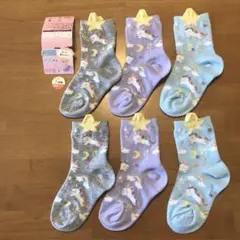 はくラボ みみ付きくつした ユニコーン ゆめかわクルー丈3足組15〜20㎝ 新品