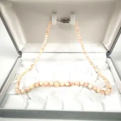 天然石 珊瑚 ネックレス グラデーション ピンク系 SILVERスクラブ 美品のサムネイル